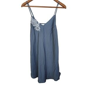 Vtg Shady Lady Coquette Blue Lace Applique Chemise Nightgown M Fairy Etheral Y2K